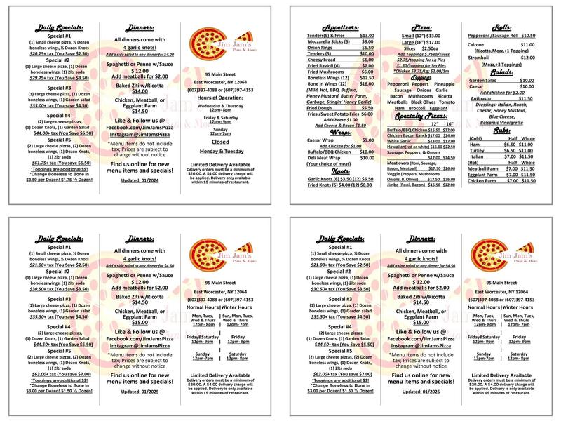 Jim Jam’s Pizza & More menu 1